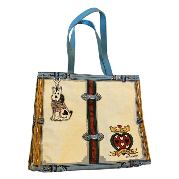 Brighton Tote Bag Canvas Hearts & Dogs In Love we Trust 2019 - Picture 1 of 7